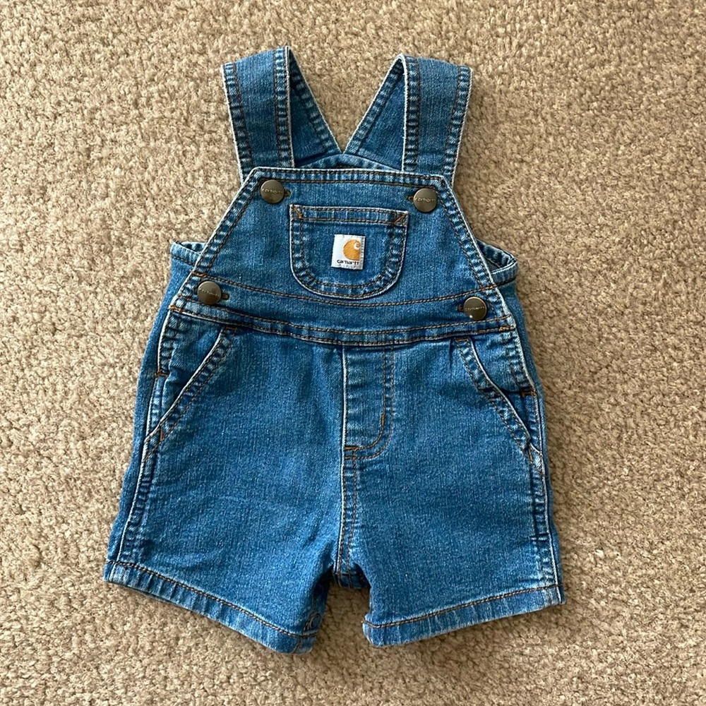 Carhartt Boys Jean Short Overalls Sz:3M Unisex
